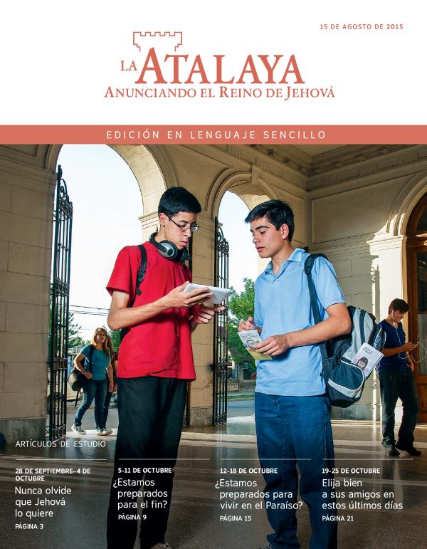 Portada de La Atalaya en lenguaje sencillo del 15 de agosto de 2015