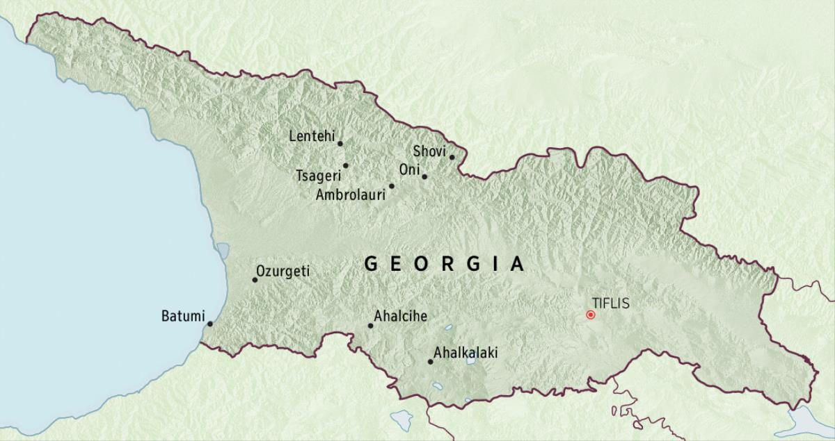 Un mapa de Georgia con los lugares adonde fueron destinados algunos precursores por cinco meses