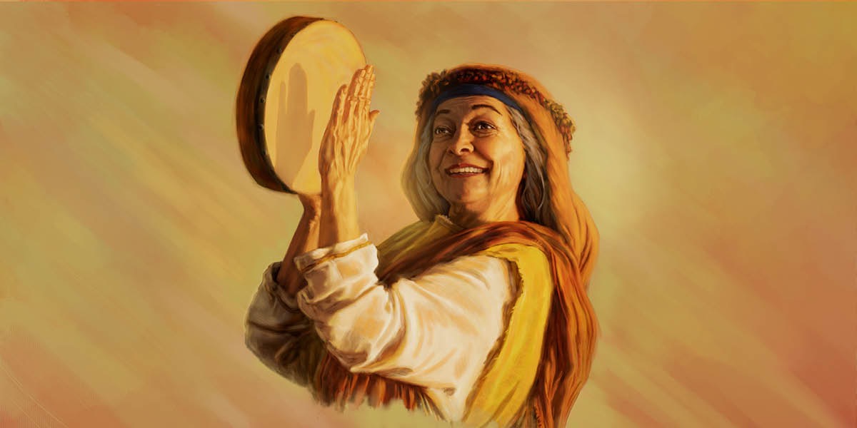 مريم در حال دف زدن