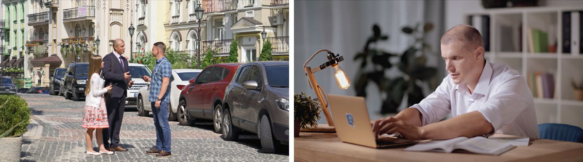 تصاویر:‏ صحنه‌هایی از ویدیوی ‹فوتبال همهٔ زندگی من بود.‏› ۱.‏ مردی دوباره شروع به مطالعهٔ کتاب مقدّس می‌کند.‏ ۲.‏ او همراه با دخترش به موعظه می‌رود.‏