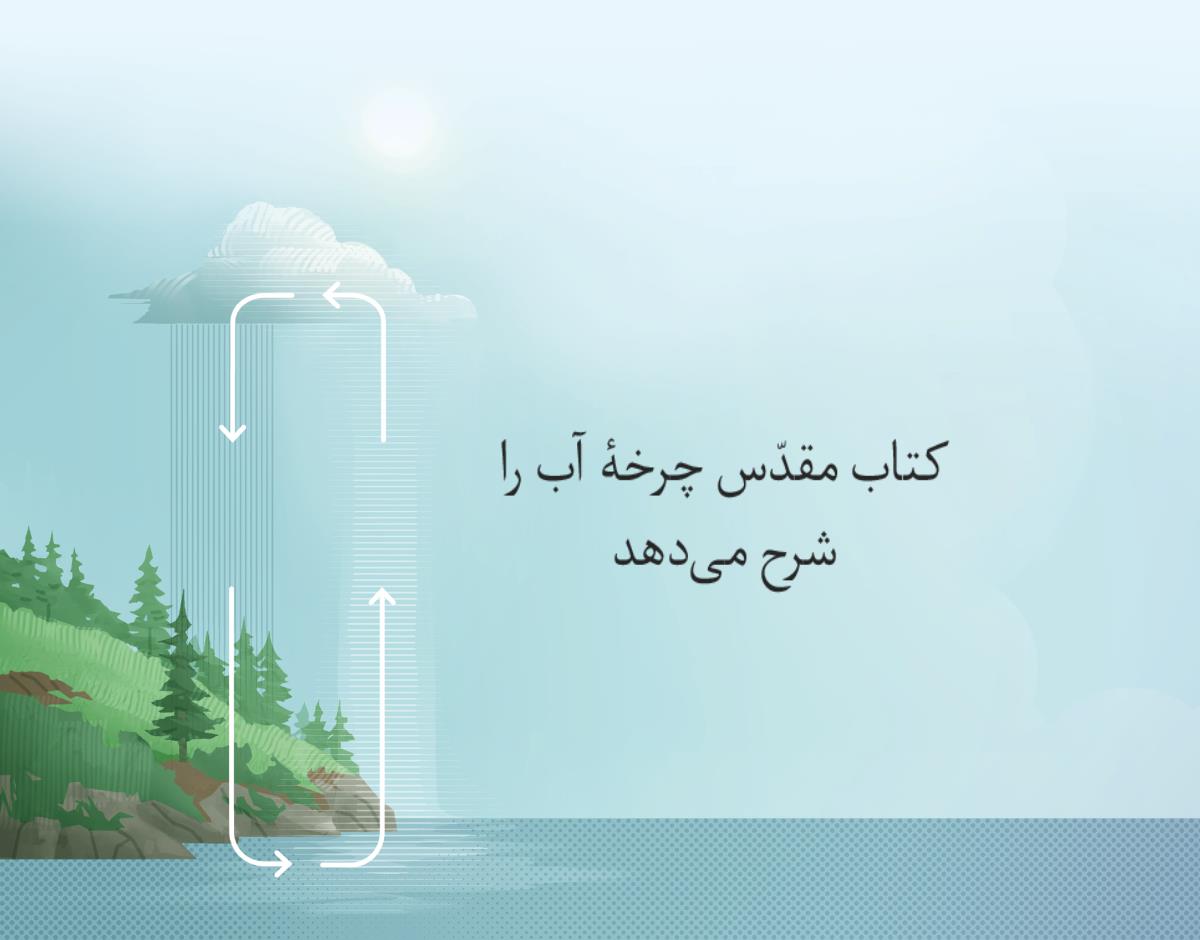 کتاب مقدّس چرخهٔ آب را شرح می‌دهد.‏ فلش‌هایی چرخهٔ آب را بین زمین و جو آن نشان می‌دهد.‏