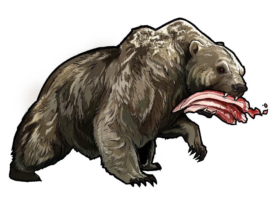 وحش خرس‌مانند كه سه دنده در دهان دارد 