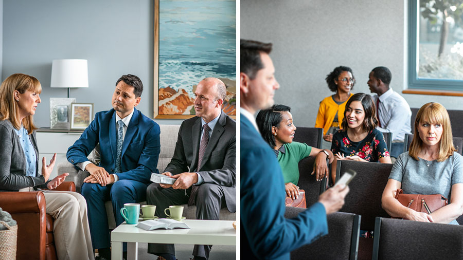 مجموعه‌ای از تصاوير:‏ ۱)‏ خواهری در جلسهٔ موعظه برخلاف ديگران،‏ سرد و بدخلق به نظر می‌رسد.‏ ۲)‏ دو پير جماعت برای ديدار از آن خواهر به منزلش می‌روند و با دقت به صحبت‌هايش گوش می‌دهند.‏