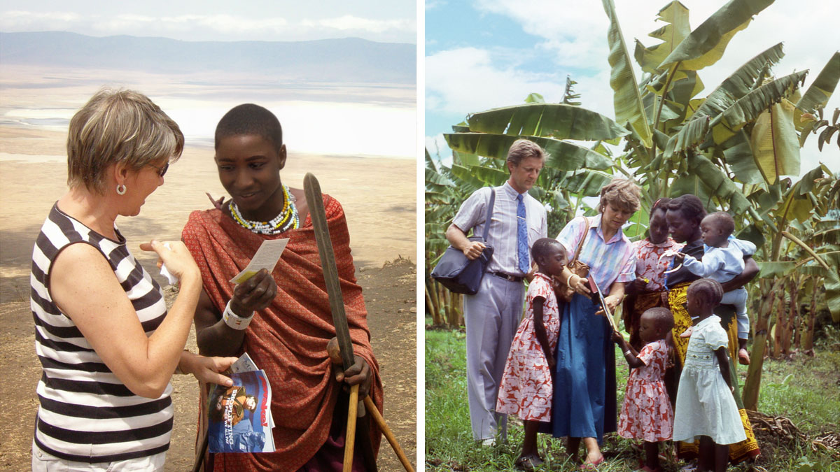 مجموعه‌ای از تصاویر:‏ ۱)‏ ماتس و آناکاترین به یک مادر و فرزندانش موعظه می‌کنند.‏ ۲)‏ آناکاترین به پسری از قبیلهٔ ماسای موعظه می‌کند.‏