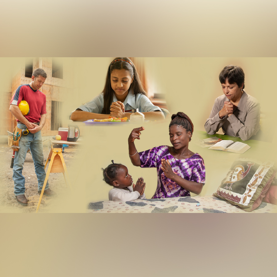 Des gens prient dans des situations différentes