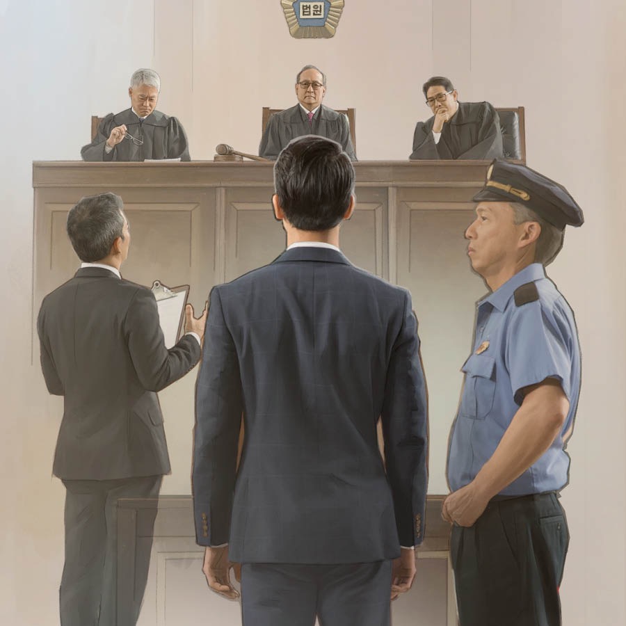 Un frère prend position pour sa foi devant des magistrats.