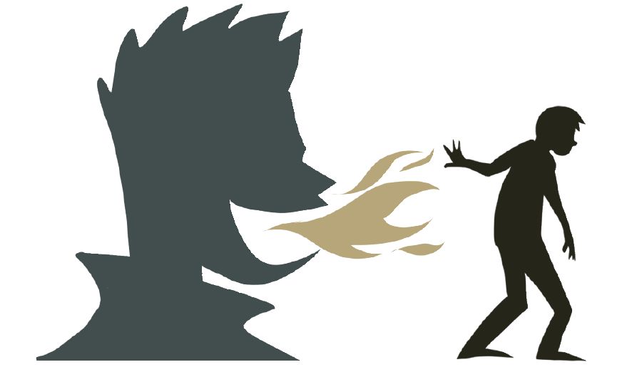 Les mots sortent comme un feu de la bouche d’un harceleur