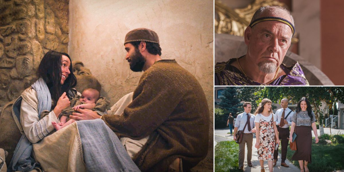 Kuvat: Kohokohtia lauantain ohjelmasta. 1. Joosef, Maria ja pieni Jeesus. 2. Kuningas Herodes. 3. Kaksi todistajapariskuntaa kentällä.