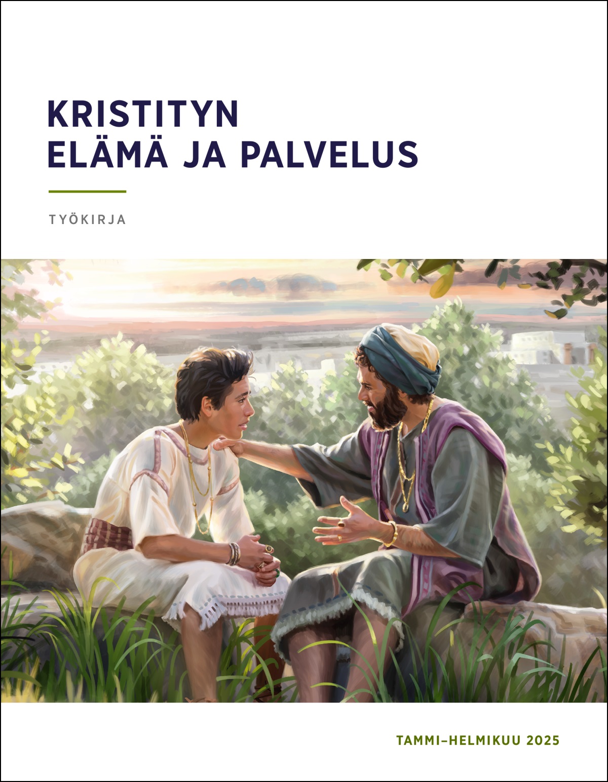 Kuningas Salomo istuu poikansa kanssa ulkosalla ja antaa hänelle neuvoja.