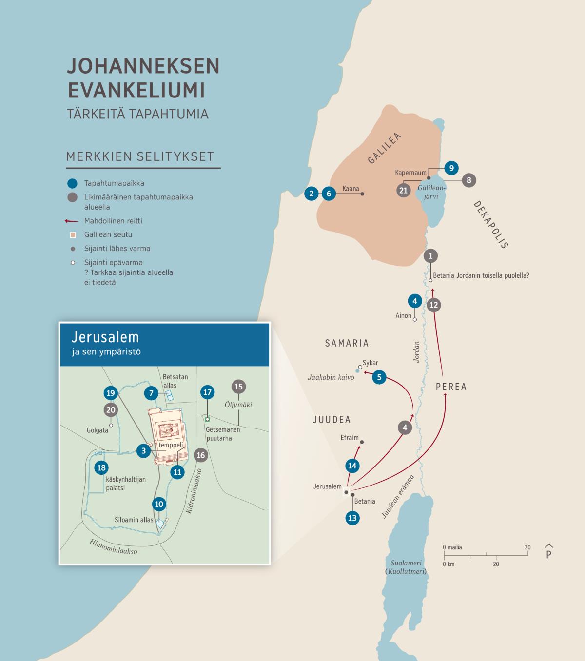 Johanneksen evankeliumi ­– Tärkeitä tapahtumia