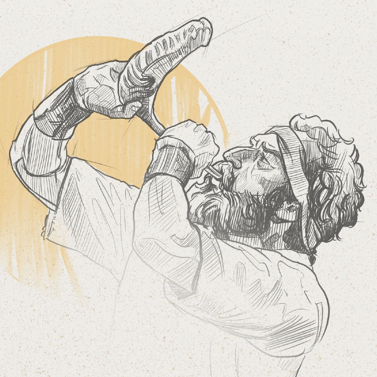 Vartiomies puhaltaa torveen.