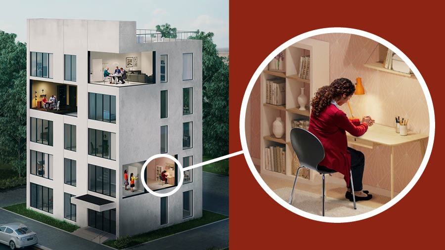 Nuoren naisen rukoillessa kaksi sisarta koputtaa hänen oveaan.