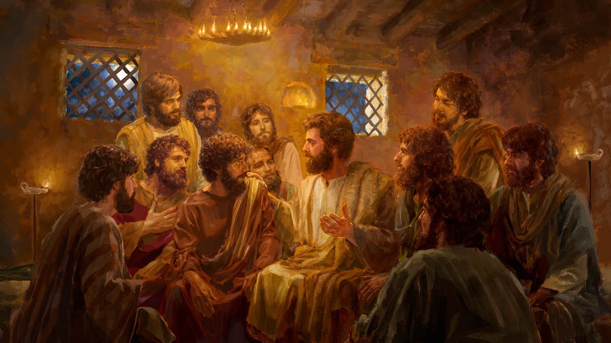 Jeesus puhuu uskollisille apostoleilleen.