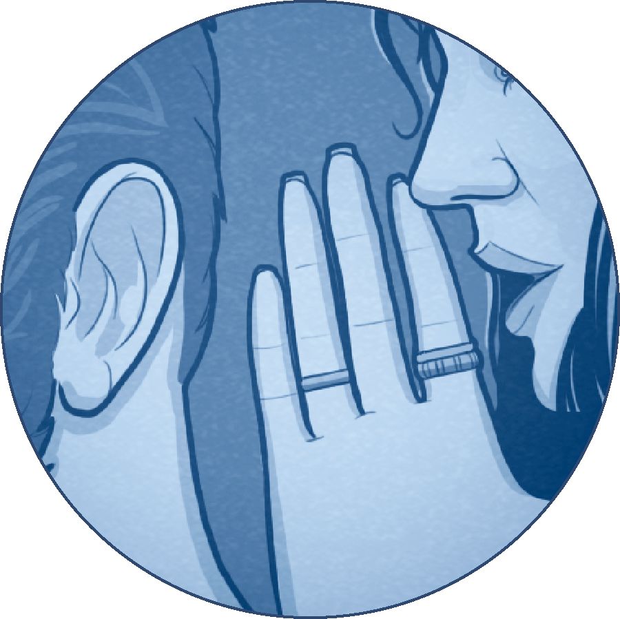 Une femme chuchotant à l’oreille d’un homme