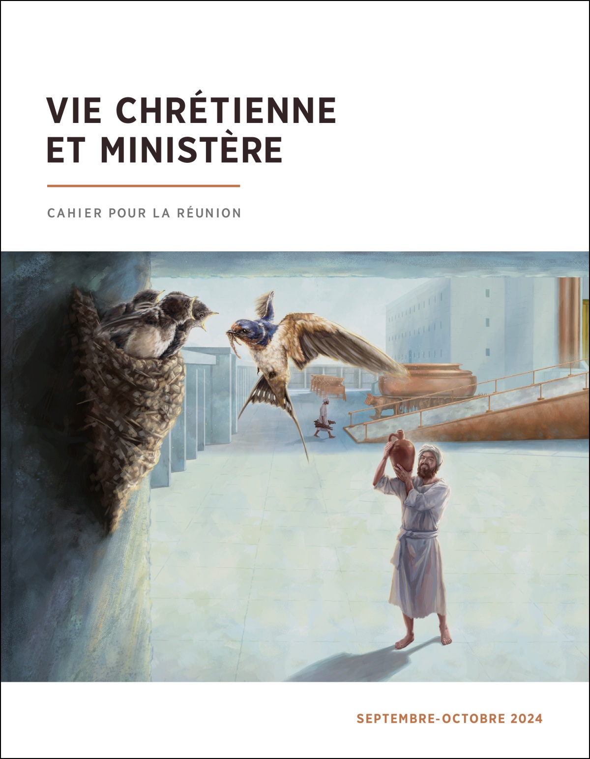 Un des fils de Coré regarde avec envie une hirondelle qui a fait son nid dans la cour du Temple.