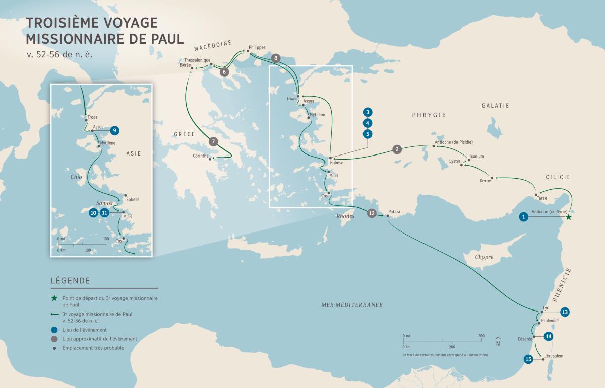 Actes des apôtres : Troisième voyage missionnaire de Paul (Ac 18:23 – 21:17), v. 52-56 de n. è.