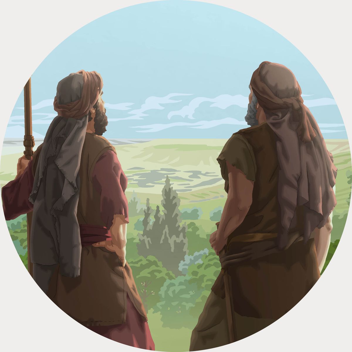 Caleb et Josué contemplent la Terre promise.