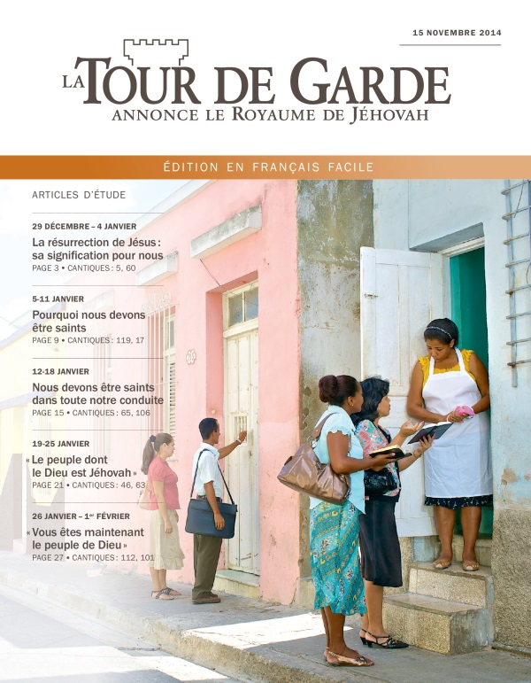 Première page de La Tour de Garde en français facile du 15 novembre 2014