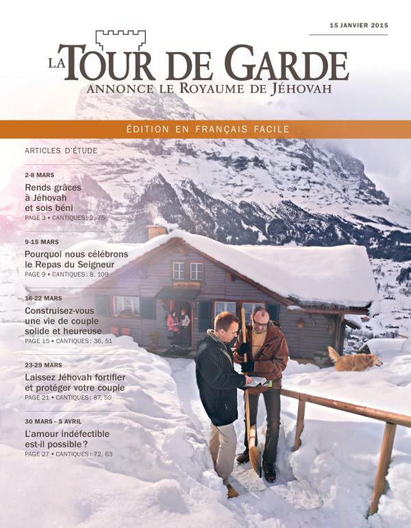 Première page de La Tour de Garde en français facile du 15 janvier 2015
