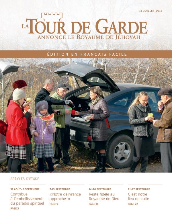 Première page de La Tour de Garde en français facile du 15 juillet 2015