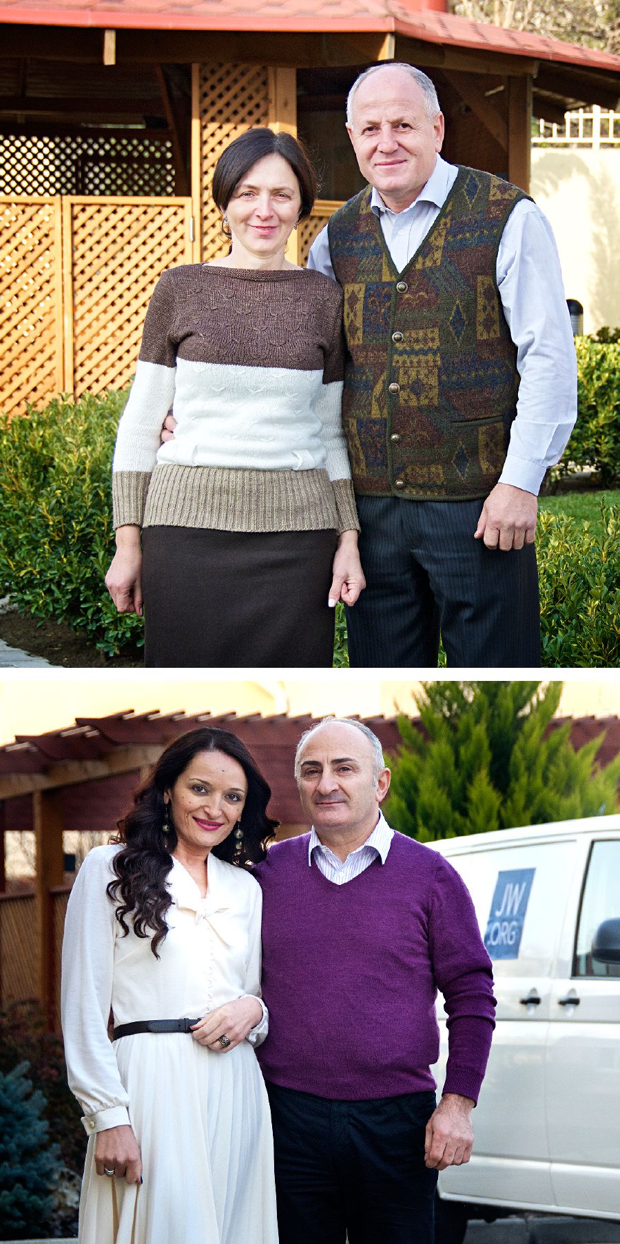 Les frères Zaza Jikurashvili et Aleko Gvritishvili avec leurs épouses