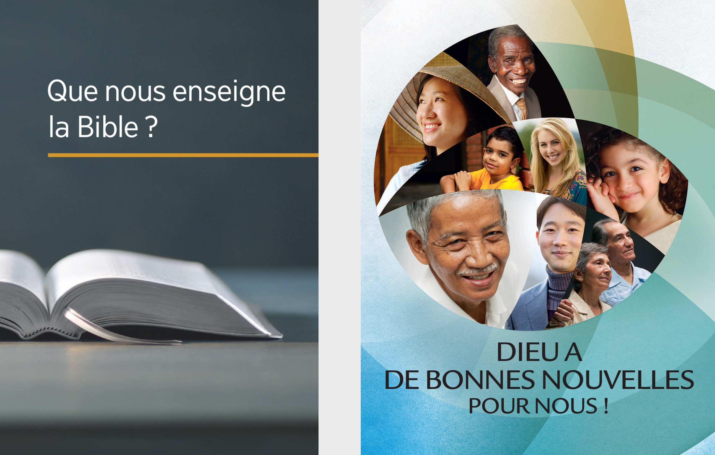 Le livre « Que nous enseigne la Bible ? » et la brochure « Dieu a de bonnes nouvelles pour nous ! »