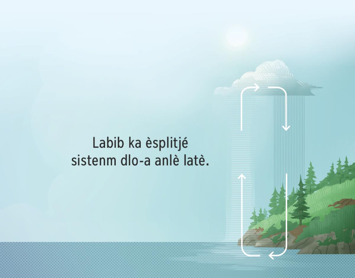 Labib-la ka èsplitjé sistenm dlo-a anlè latè. An chéma ka montré épi ti flèch, chimen dlo-a ant latè-a épi sièl-la.