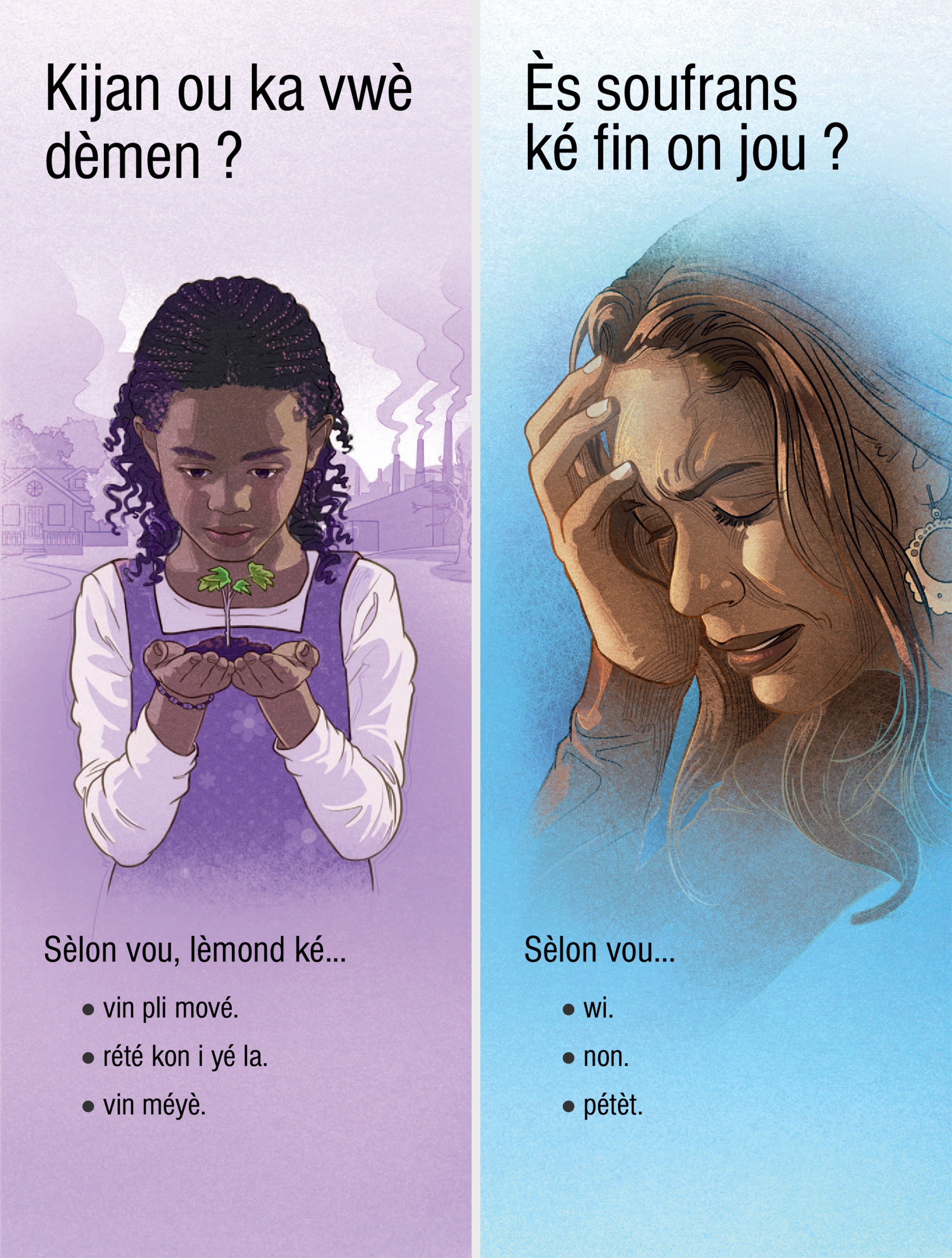 Sé trak-la « Kijan ou ka vwè dèmen ? » é « Ès soufrans ké fin on jou ? »