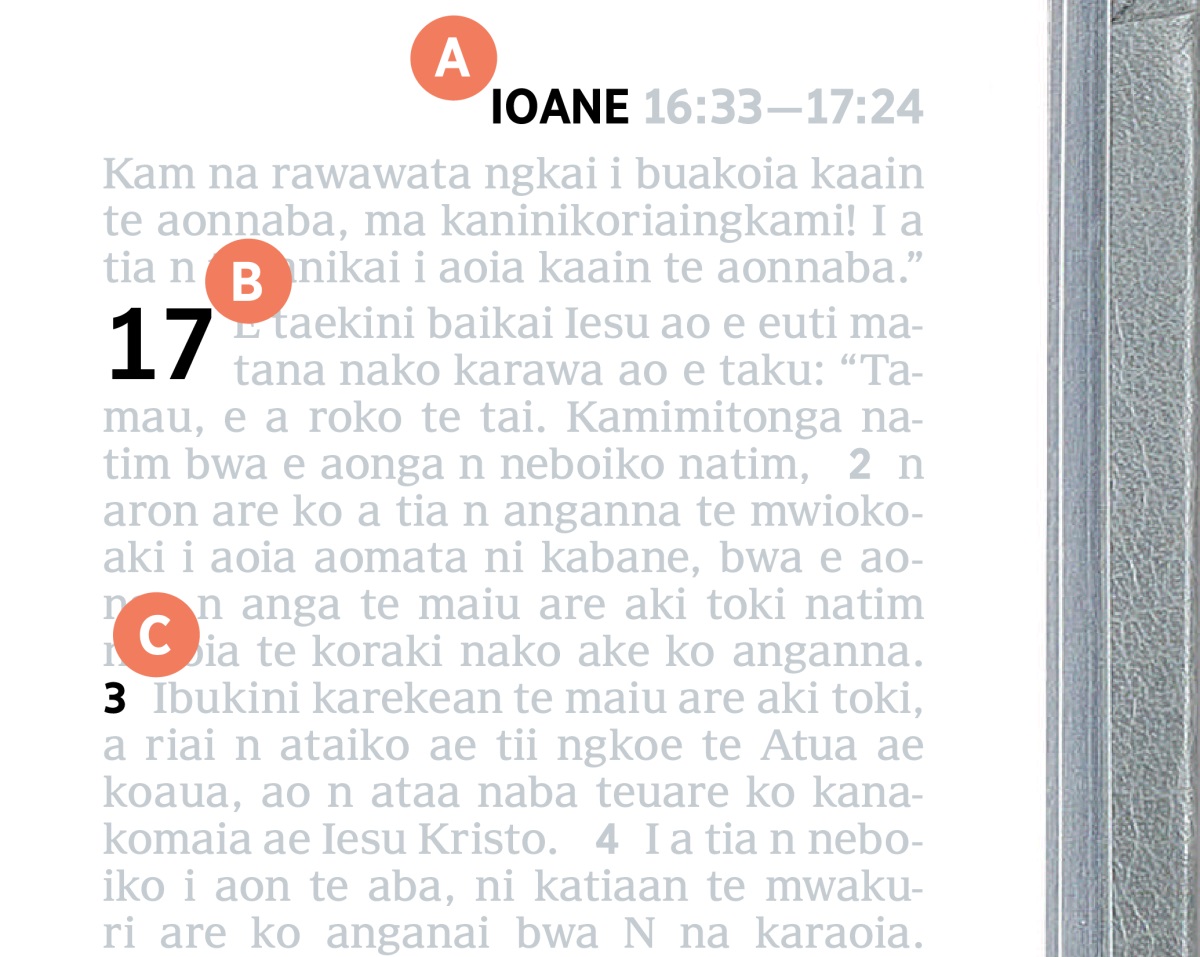 Taamnein A, B, ao C n iteranibaan te Baibara.