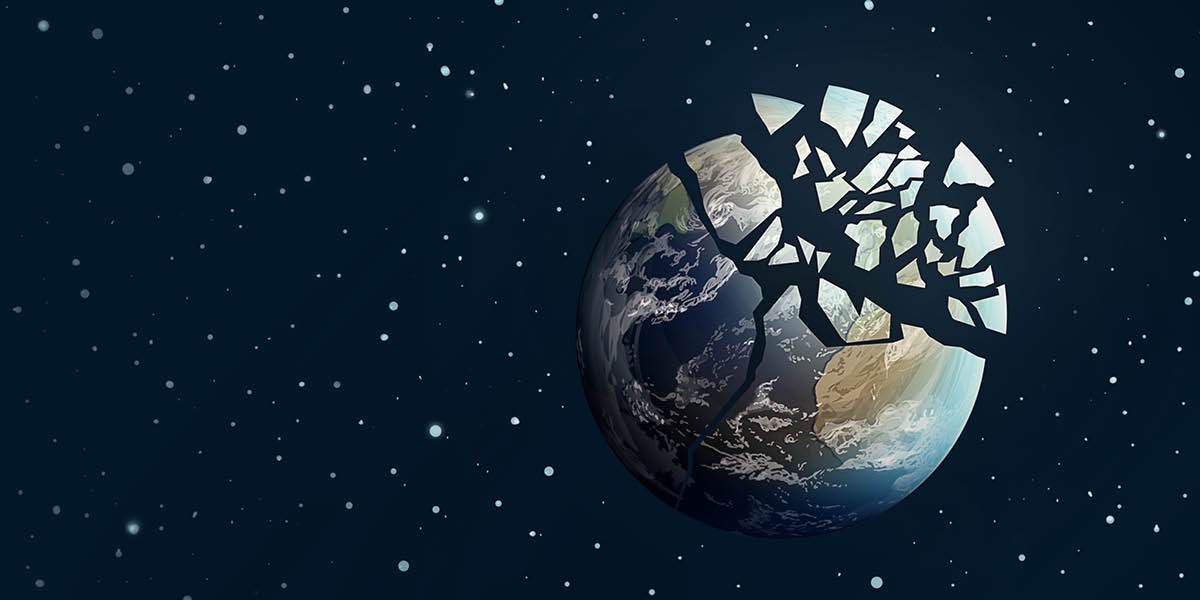 Der Planet Erde zerbricht in Stücke