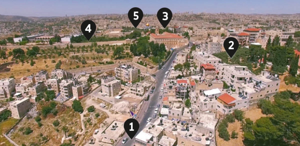 Eine Route, die Jesus möglicherweise von Bethanien nach Jerusalem nahm