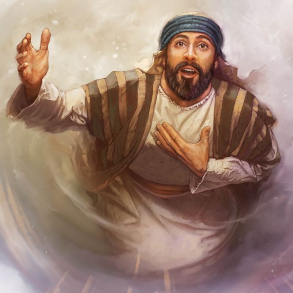 Jesaja schaut zum Himmel und stellt sich als Gottes Sprecher zur Verfügung.