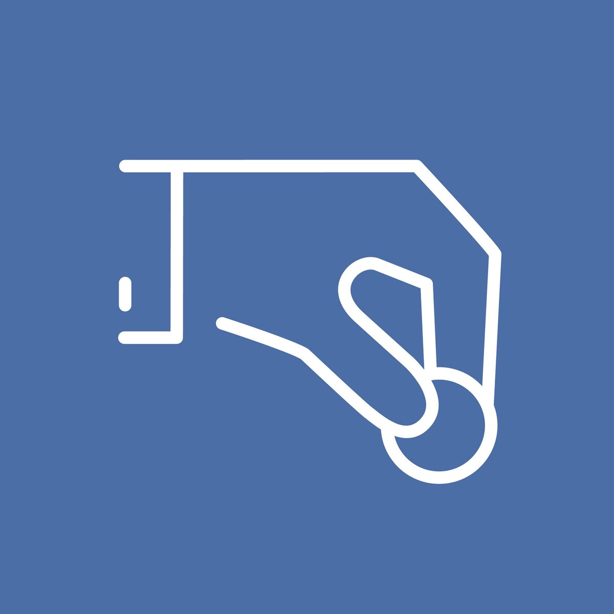 Das Symbol für „Spenden“: Eine Hand, die eine Münze hält.