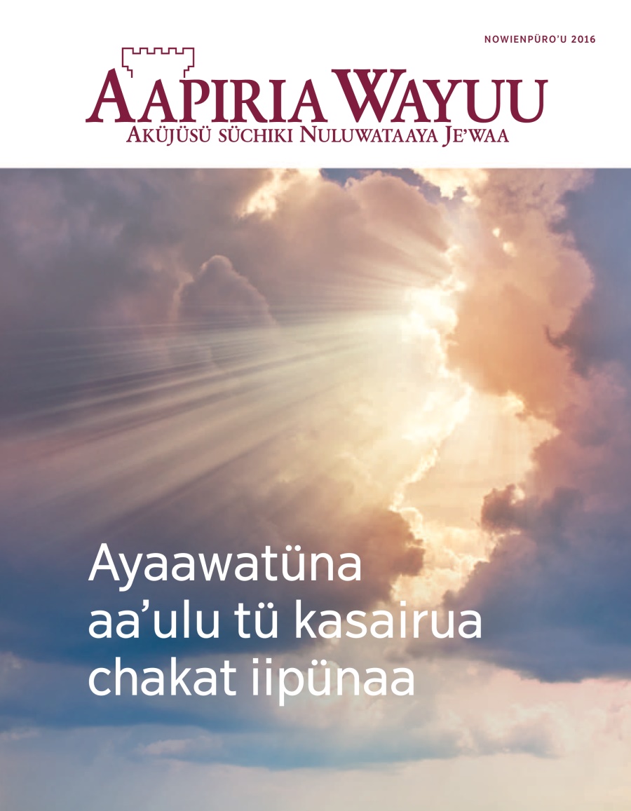 Rewiisüta Aapiria Wayuu, nowienpüroʼu 2016 | Tü eʼnnakat chaa sirumatuʼu