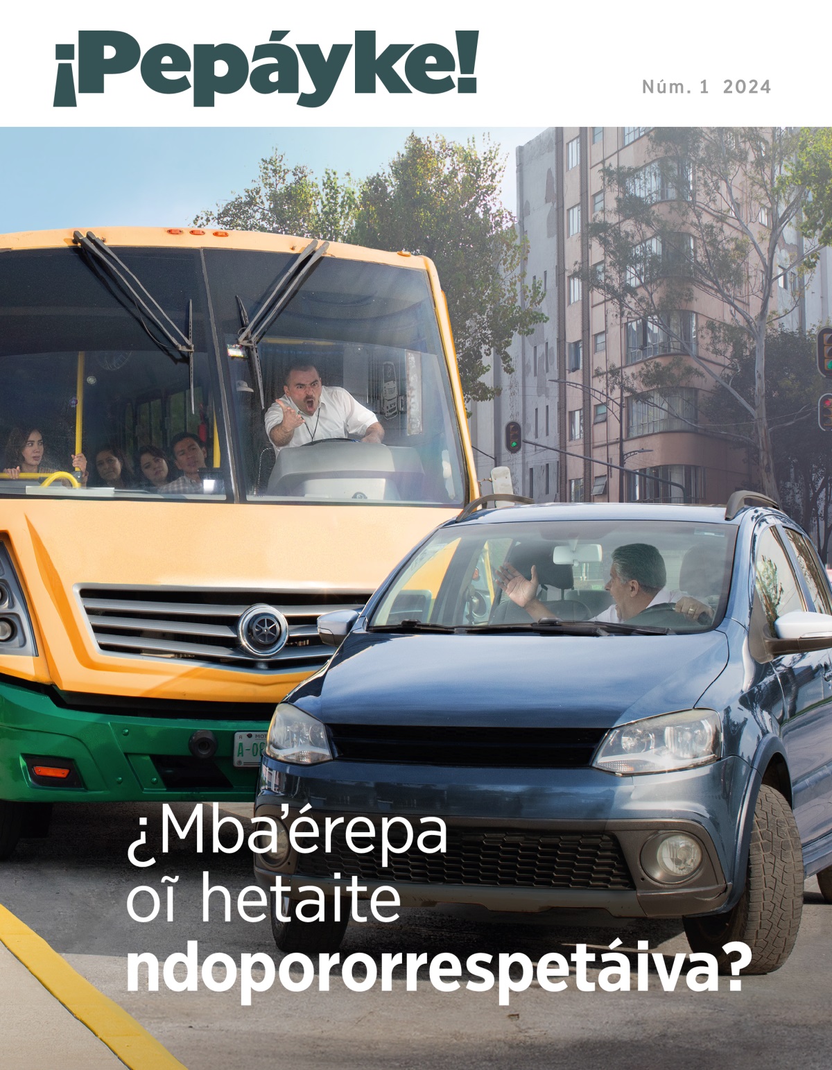 Peteĩ chofér omaneháva kolektívo ipochy ha ojaʼo ótro choférpe oñemoĩ haguére haperãme.