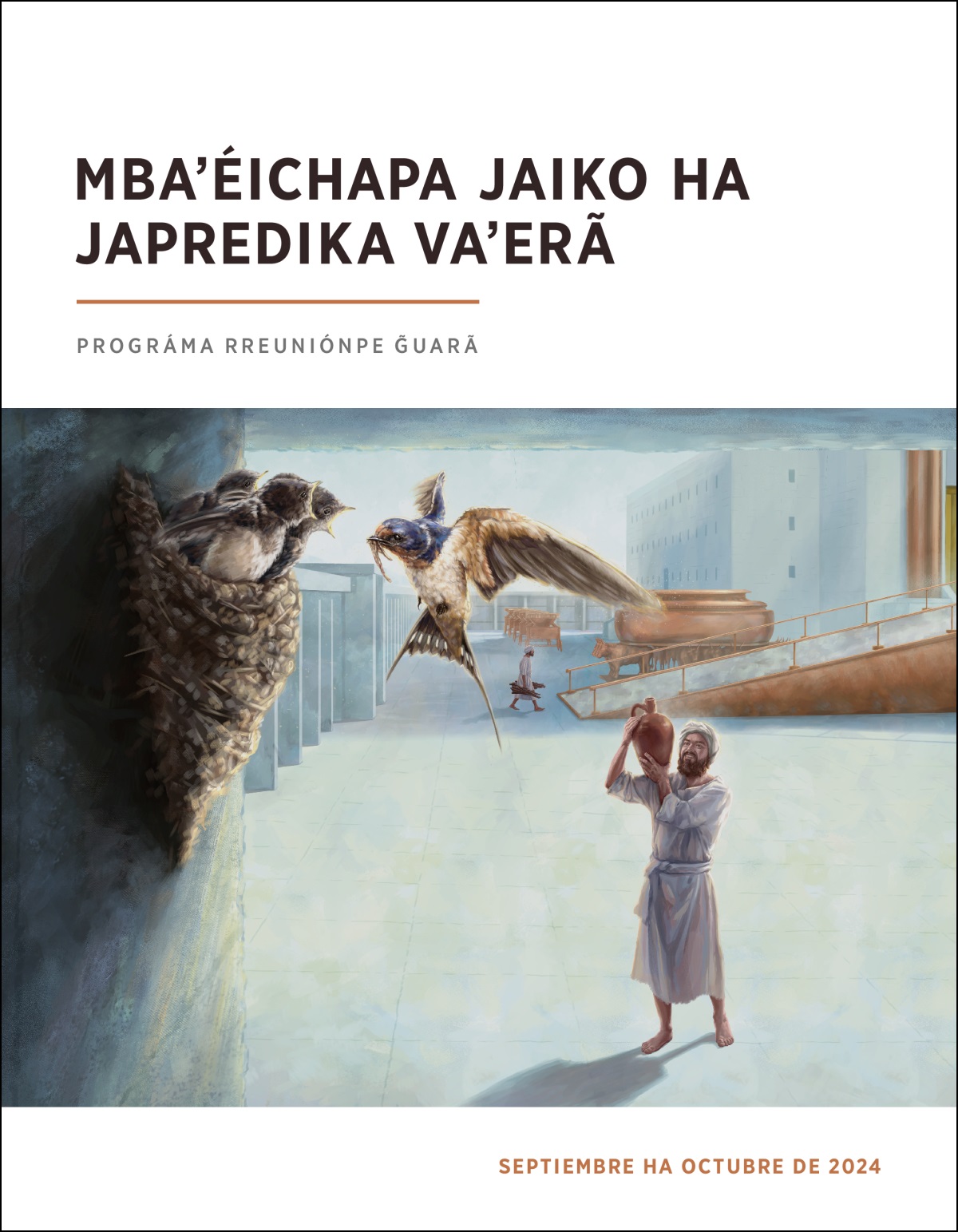 Peteĩva Coré raʼy omaña asy hína umi golondrína ojaitypóvare pe témplo korapýpe.