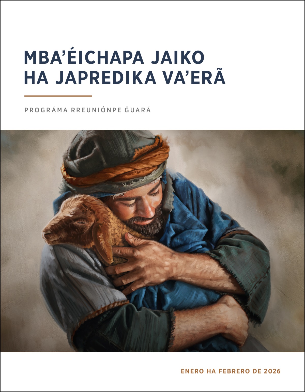 Peteĩ pastór omokunuʼũ hína ijyva ári peteĩ ovechaʼi.