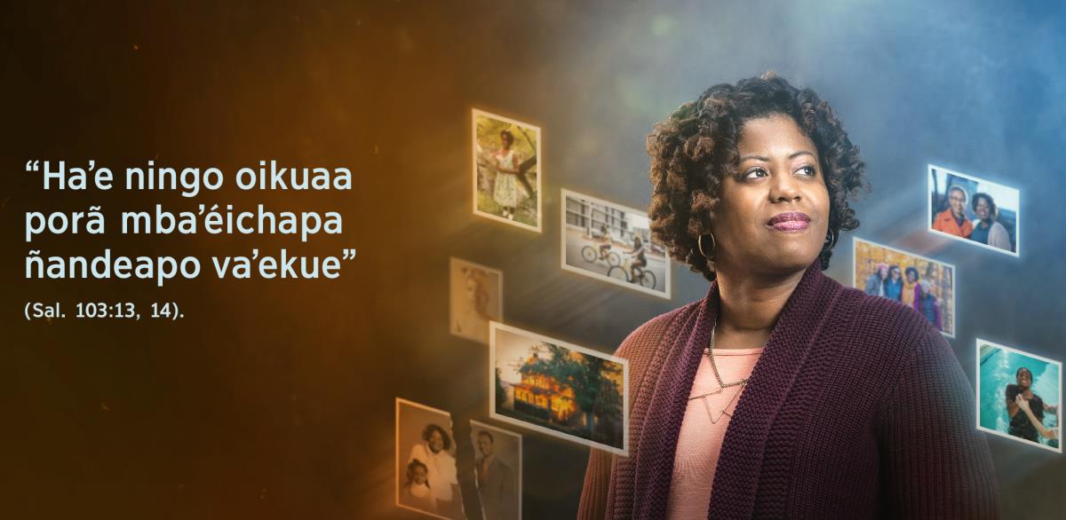 Pe fráse “Haʼe ningo oikuaa porã mbaʼéichapa ñandeapo vaʼekue” oñeguenohẽva Salmo 103:​13, 14-gui, oñemoĩ peteĩ ermána kostádope. Ijerére oĩ unos kuánto fóto ohechaukáva umi mbaʼe ohasa vaʼekue imitã guive.