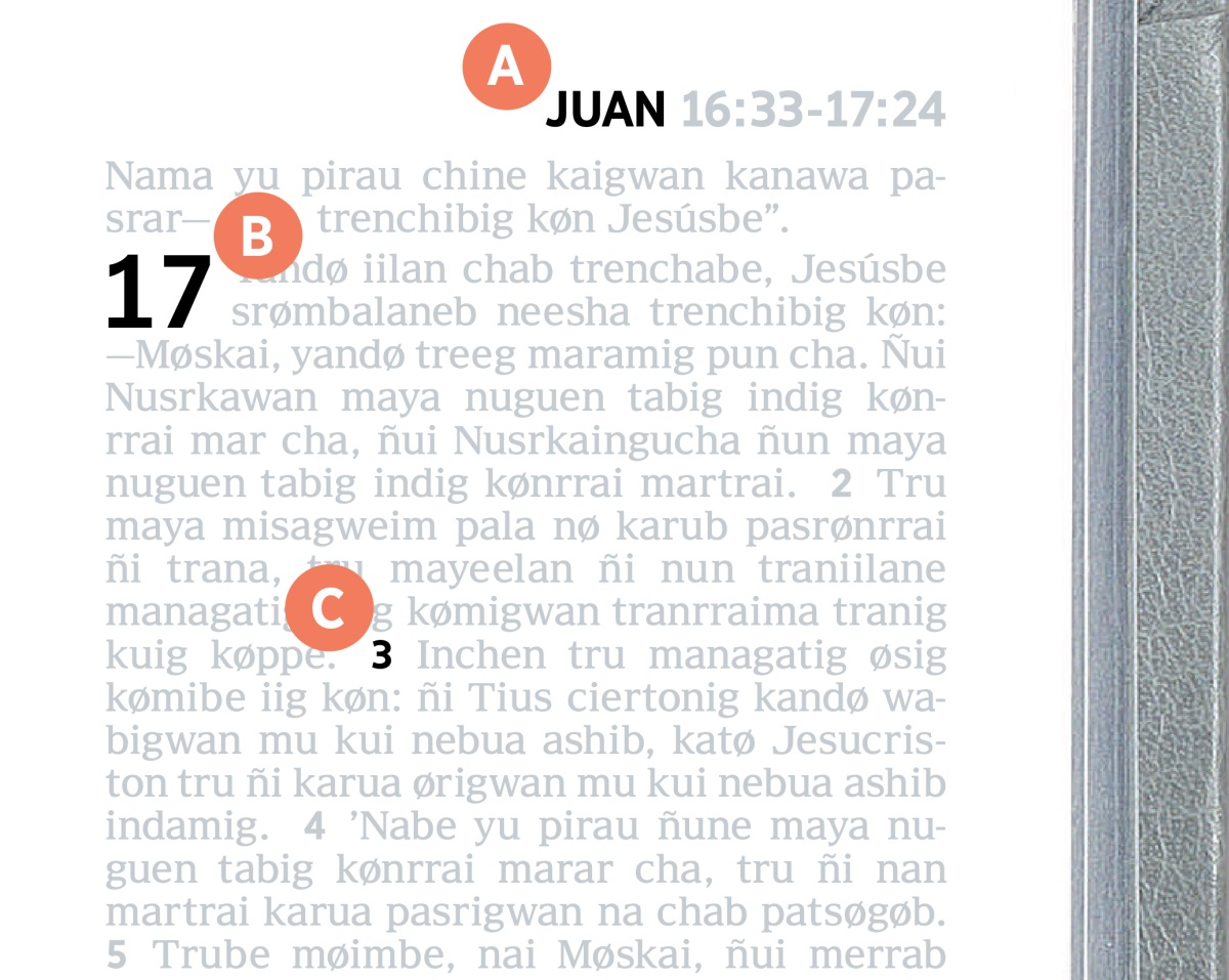 Ik etiquetamerape kusrenanikyu kan página Bibliayukutri A, B incha C maik kuikwan kenamarøpik køn.