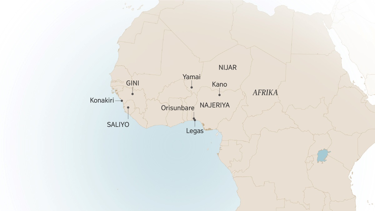 Taswirar Yamacin Afrika, da ta nuna kasashen da Israel Itajobi ya yi rayuwa ko kuma ya yi hidima a ciki: Konakiri, Gini; Saliyo; Yamai, Nijar; Kano, Orisunbare, da Lagos, Nageriya.