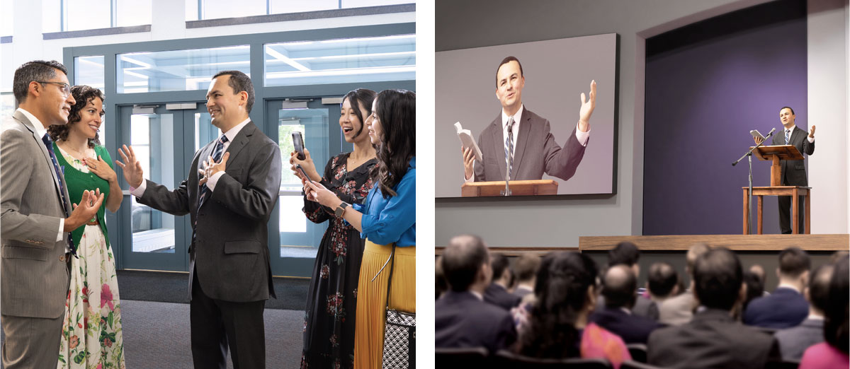 סדרת תמונות:‏ 1.‏ אח נואם בכינוס.‏ 2.‏ אחרי התוכנית אנשים משבחים ומהללים אותו והוא מגיב בענווה ומפנה את הכבוד ליהוה.‏