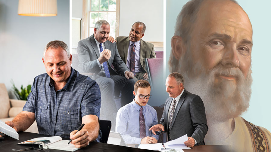 סדרת תמונות:‏ 1.‏ פאולוס מחייך ופניו שלוות.‏ 2.‏ זקן קהילה מכשיר אח צעיר למלא אחריות רבה יותר.‏ 3.‏ אותו זקן־קהילה מקבל נחמה מזקן־קהילה אחר.‏ 4.‏ זקן־הקהילה לומד בשמחה את המקרא בעזרת אחד הפרסומים.‏
