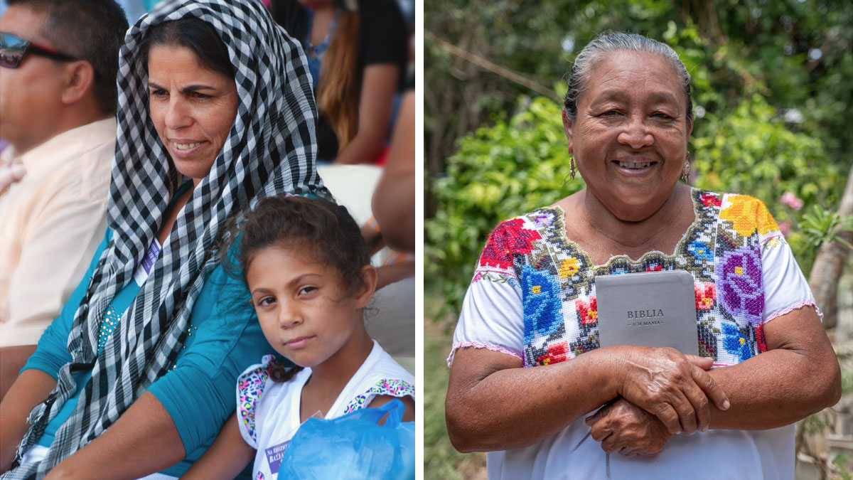 סדרת תמונות:‏ 1.‏ אחות אינדיאנית מחייכת ומחזיקה מקרא בשפה שלה.‏ 2.‏ אחות דוברת רומאני ובתה נוכחות באירוע תיאוקרטי.‏