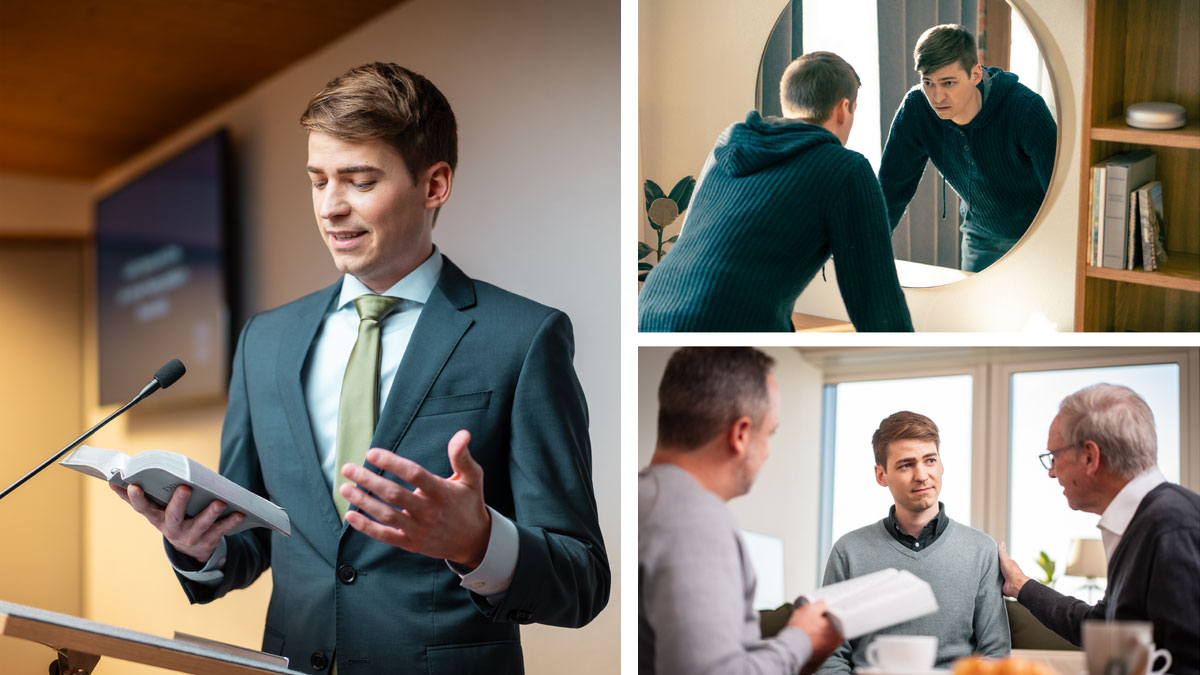 סדרת תמונות:‏ אח צעיר מתקשה להתגבר על חולשה מסוימת.‏ שלוש התמונות הבאות מראות כל מצב בנפרד.‏