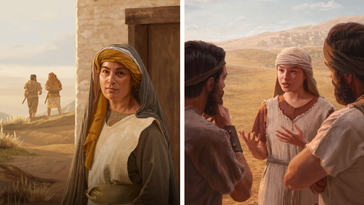 סדרת תמונות:‏ שתי נשים ששמן אינו ידוע הגנו באומץ על דוד המלך.‏ 1.‏ שפחה מדברת עם שניים ממשרתיו של דוד.‏ 2.‏ האישה שהחביאה את משרתיו של דוד בבאר של בעלה מהרהרת כשברקע רואים שני גברים מתרחקים מהמקום.‏