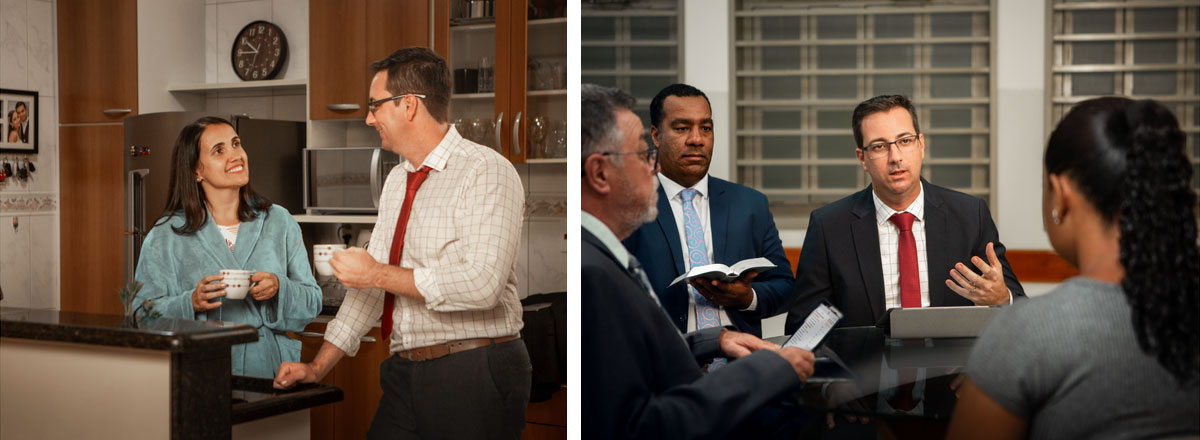 סדרת תמונות:‏ 1.‏ שלושה זקני קהילה נפגשים עם אחות.‏ 2.‏ מאוחר יותר אחד הזקנים שותה בבית תה עם אשתו ומשוחח איתה.‏