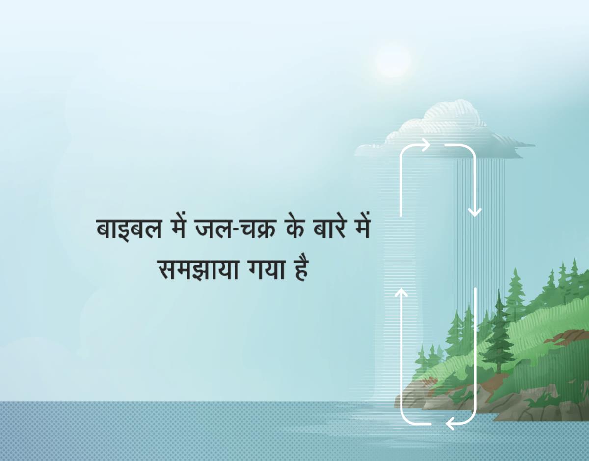 बाइबल में जल-चक्र के बारे में समझाया गया है। तीर के निशान से दिखाया गया है कि पानी किस तरह बादल बनकर आसमान में जाता है और फिर से धरती पर बरसता है।