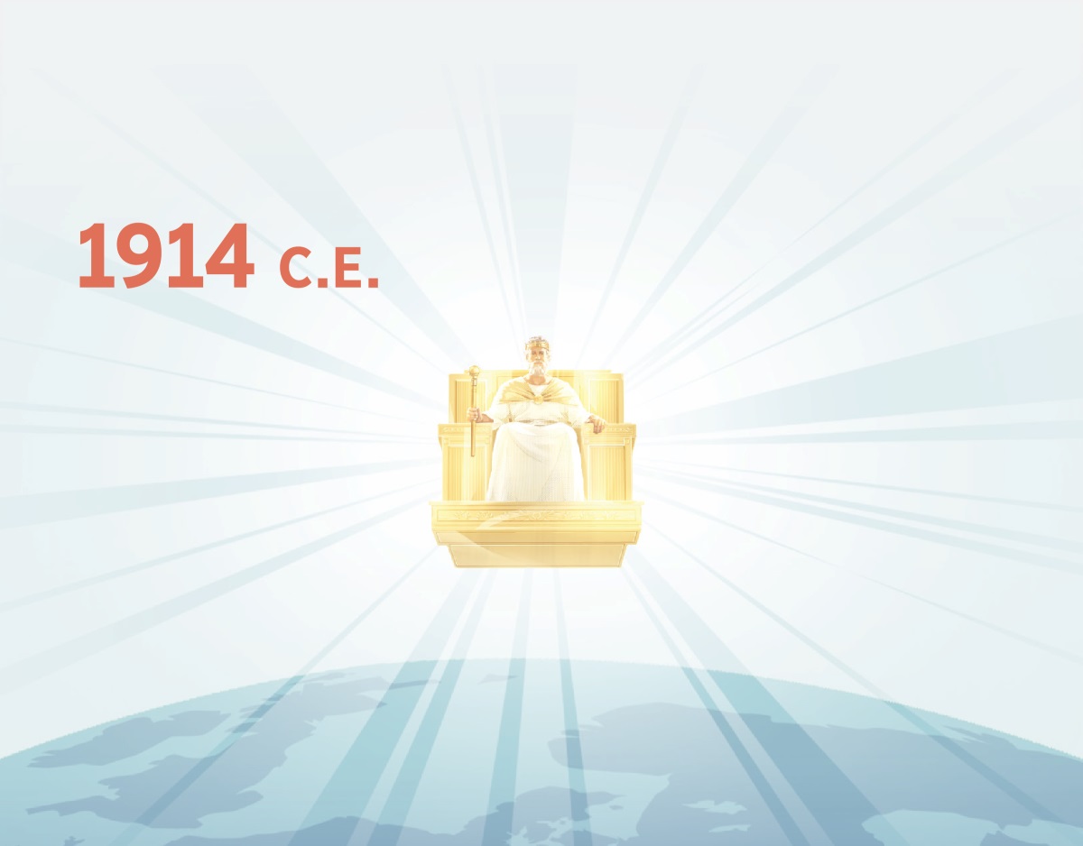 Jesus ruling ova da earth from his throne up in da sky from 1914. Bright light shine on him.