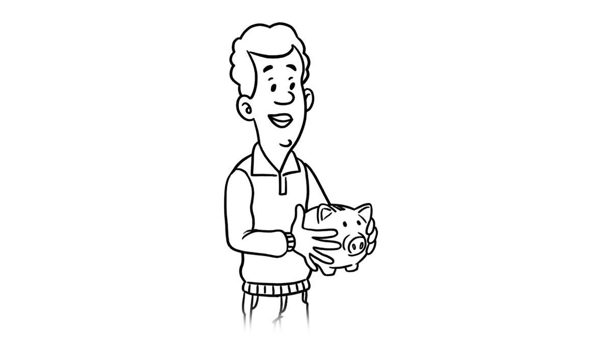 One paht from da video “How Fo Hando Yoa Money.” One teenage boy holding one piggy bank.