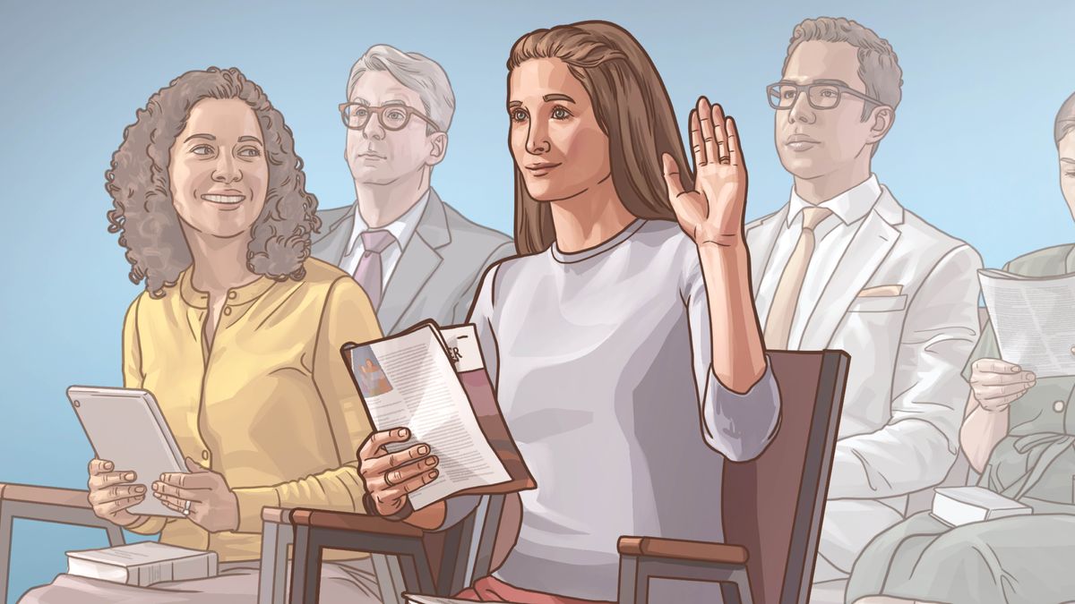 One sistah raise her hand fo ansa at da meeting.